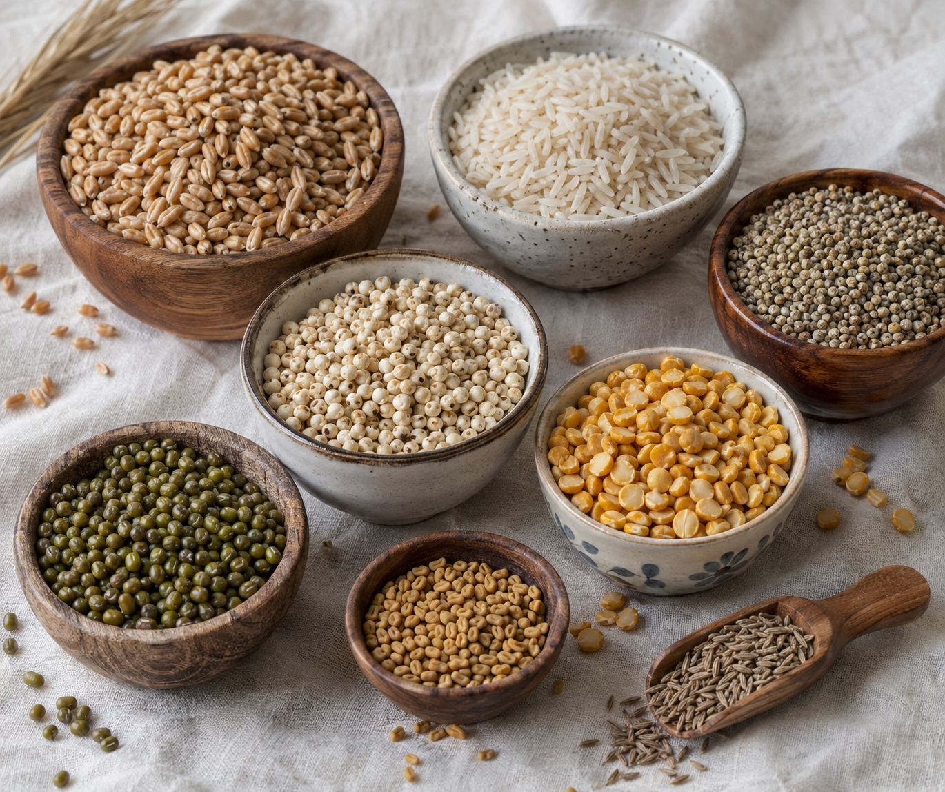 Carefully selected grains and ingredients used by Annavidhi