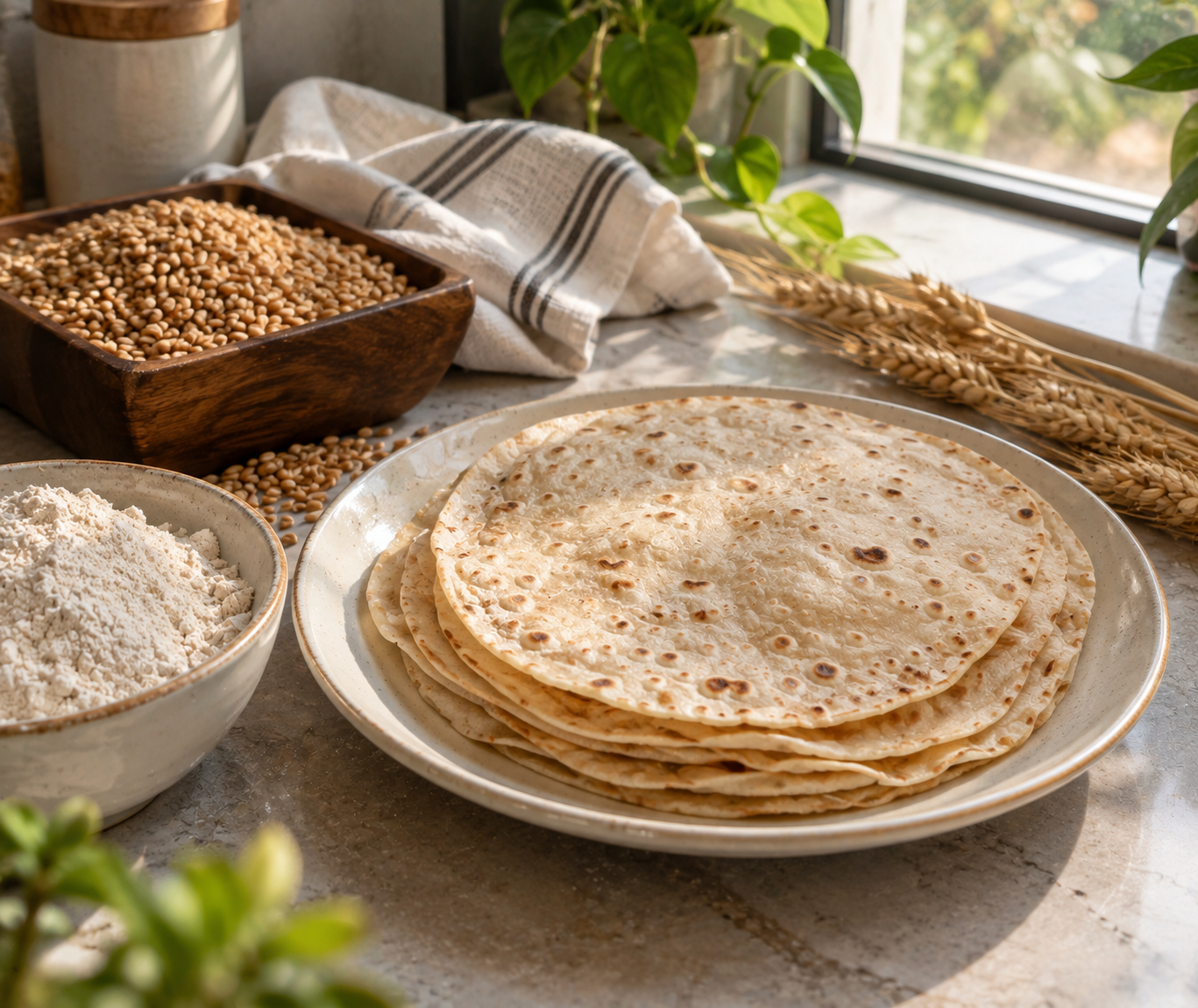 Fresh rotis made with Annavidhi flour